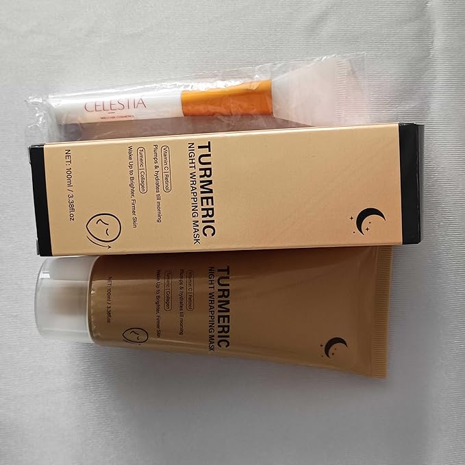 Collagen Night Wrapping Mask with Brush, Peel Off Face Mask with Retinol, VC, Turmeric Overnight Moisturizing Masks for Skin Smoothing, Nourishing & Firming 3.38 Floz