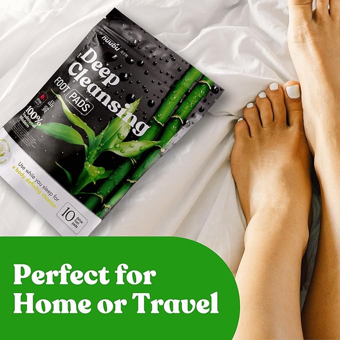 Nuubu Deep Cleansing Foot Pads - Natural Herbal Patches for Foot Care, Premium Japanese Organic Natural Ingredients - Bamboo Vinegar & Tourmaline (Pack of 1 | 10 Pc)