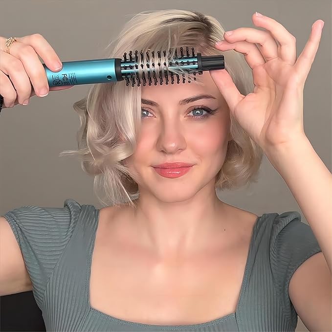 Farery Mini Thermal Brush 3 Temperature Adjustable, 3/4 Inch Travel Curling Iron for Short Hair, Heated Round Brush for Touch-ups and Small Curls, Lightweight Curling Wand for Thin Hair, Dual Voltage