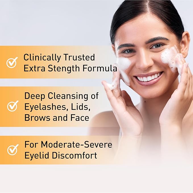 OCuSOFT Oust Demodex Foam Cleanser - Extra Strength - Foaming Cleanser for Eyelids & Eyelashes with Tea Tree Oil - Eyelid Cleanser to Remove Oil, Debris & Pollen - 1.68 fl oz