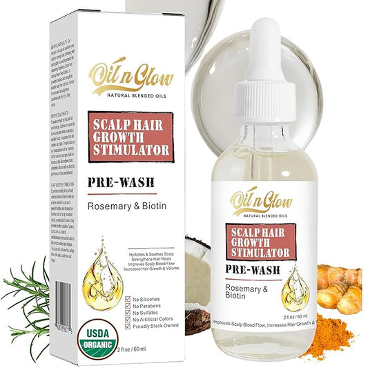 Pre Wash Hair Oil – USDA Certified Organic Scalp Oil Hair Growth Treatment with Rosemary & Biotin, Pre-Shampoo Serum for Thinning Hair & Hair Loss – 2 Fl Oz