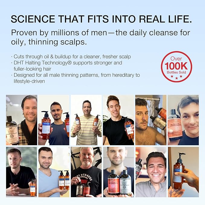 Professional Strength Hair Restore Shampoo for Men, DHT Blocker for Hair Loss and Thinning Hair, Biotin Shampoo Infused with Rosemary Oil for Hair Growth, Sulfate-Free, Color-Safe, 16 Fl Oz