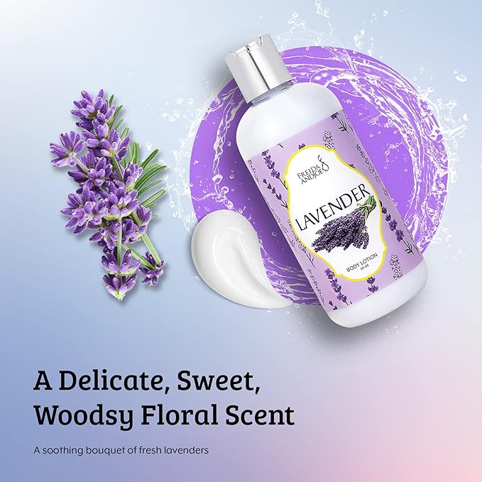 Freida and Joe Scented Body Lotion For Women, Deep Moisturizing Hand Cream, Womens Luxury Stocking Stuffers & Fragrance Gifts That Smell Good, 10oz (Lavender)