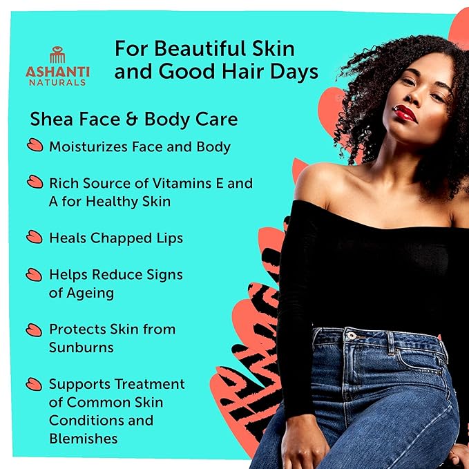 Ashanti Naturals Bouffants & Broken Hearts Creamy White Shea Butter Body Butter | Grade A, 100% Natural African Raw Shea Butter for Dry Skin, Face and Hair (15oz)