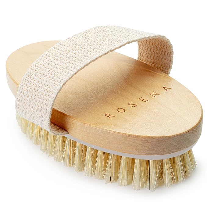 Dry Brushing Body Brush - Best for Exfoliating Dry Skin, Lymphatic Drainage and Cellulite Treatment - Organic Spa Exfoliator and Massage Scrub Brush with Natural Boar Bristles (Oval)