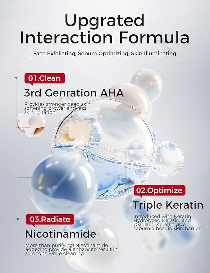 Exfoliating Face Scrub: Gentle Face Exfoliator Peeling Gel with PHA & AHA, Niacinamide - Chemical Exfoliant Peel Shot for Dead Skin Cells, Blackheads, Sebum Control & Pores Care 7.05OZ