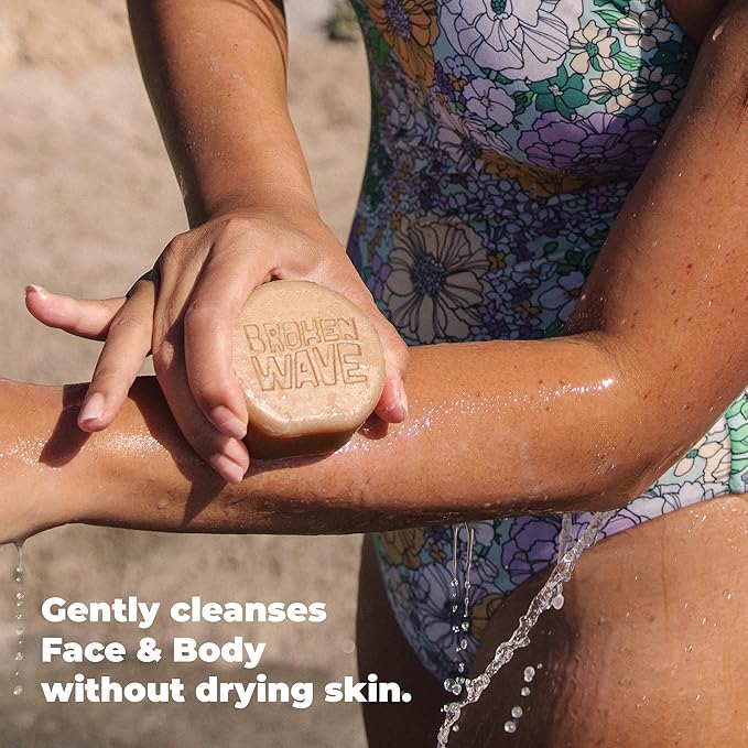 Broken Wave Natural Bar Soap for Women and Men | Hydrating, Vegan, Cruelty-Free Bar Soap | Coconut Lemongrass & Papaya Scent | Sulfate, Paraben & Plastic-Free Body Soap for Soft & Smooth Skin | 2-Pack