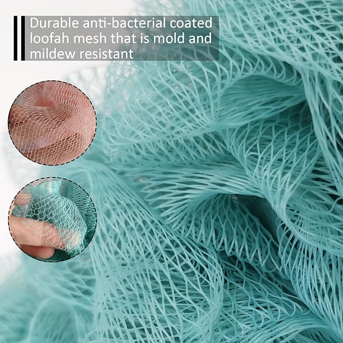 Back Scrubber for Shower, Back Brush Long Handle for Shower, Soft Nylon Mesh Sponge for Shower, Loofah On a Stick for Men Women, Exfoliating Scrub Cleaning Luffa for Elderly