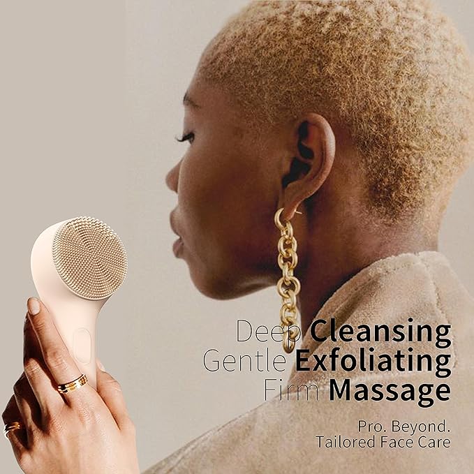 Silicone Face Scrubber, NågraCoola CLIE 2.0 Facial Cleansing Brush, Rechargeable, Waterproof Face Scrub Brush for Cleansing, Exfoliating, Massaging, Electric Facial Exfoliator for Women and Men - Oat