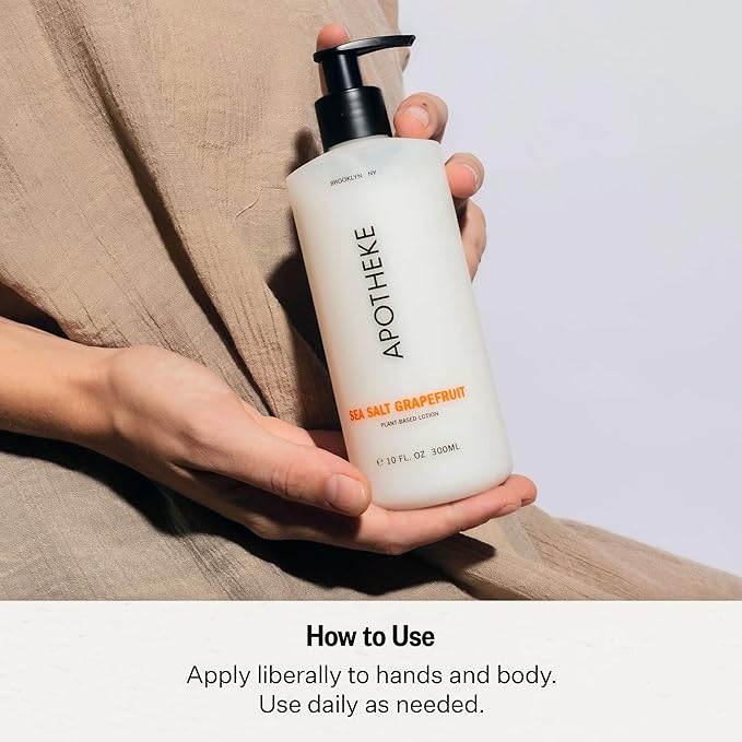 APOTHEKE Scented Hand & Body Lotion, Sea Salt Grapefruit - 10 Fl Oz Nourishing Body Moisturizer Cream for Dry Skin - Gentle Daily Skincare for Men & Women with Natural Ingredients, All Skin Types