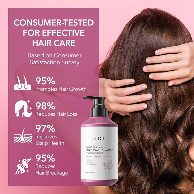 Onion & Biotin Hair Growth Shampoo: Rosemary Infused Shampoo for Hair Loss and Thinning Hair - Promotes Healthier, Thicker and Stronger Hair for Women and Men