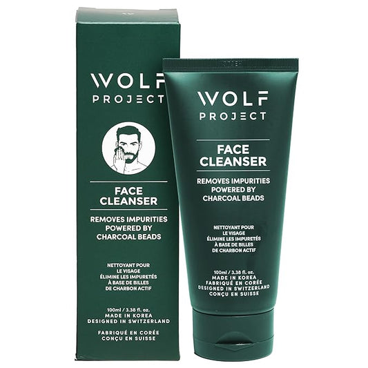 Wolf Project Activated Charcoal Beads Korean Face Wash - Charcoal Face Cleanser with Oil Control Prevents Acne, Deeply Cleanses, Hydrates and Moisturizes Skin. Natural Facial Cleanser