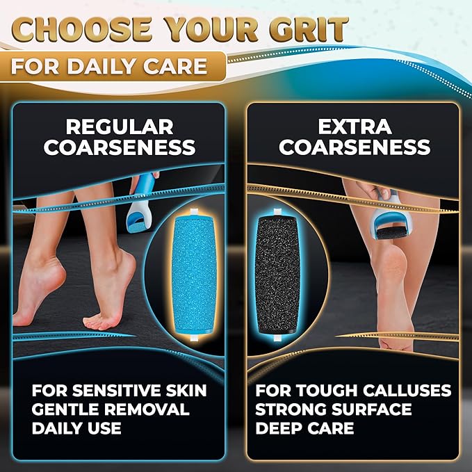 11 Pcs Replacement Rollers for Electric Foot Callus Remover Tool - 7 Extra Coarse & 4 Regular Coarse Refill Heads (1.92 x 0.65 Inches), Micro-Diamond Crystals - Compatible with Amope Pedi Perfect Pro