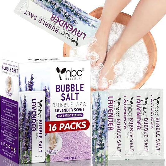 Pedicure Foot Soak, Foot Spa Soak, Pedicure Kit, Bubble Foot Bath for Tired & Dry Cracked Feet 16 Packs A Box, Lavender