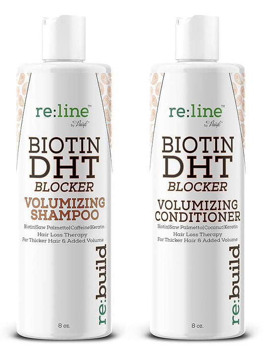 NATURAL Volumizing Shampoo and Conditioner for Hair Growth - DHT Blocking Formula with Biotin for Thinning Hair and Hair Loss Prevention for Men & Women