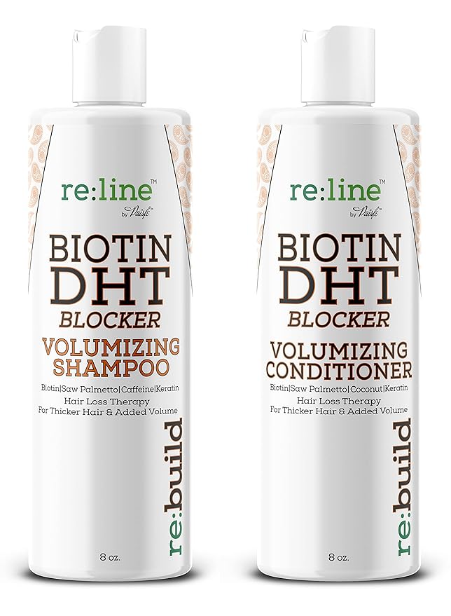 NATURAL Volumizing Shampoo and Conditioner for Hair Growth - DHT Blocking Formula with Biotin for Thinning Hair and Hair Loss Prevention for Men & Women