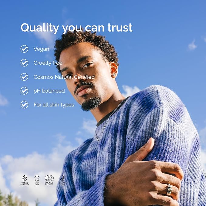 Nordisk Element Men’s Face Wash – Clarifying Gel Cleanser with Plum Extract | Daily Gentle Vegan Facial Wash for All Skin Types, Hydrating, Non-Stripping, Sulfate-Free, pH Balanced, 6.76 Fl Oz