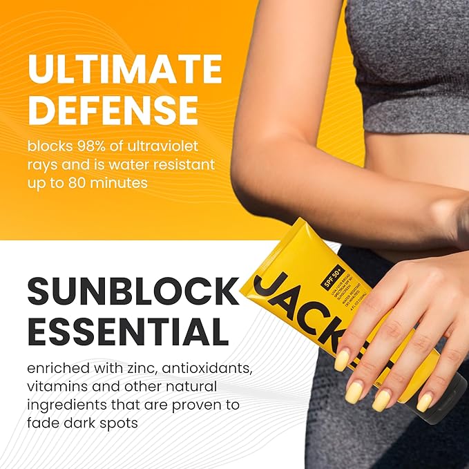 JACKET Sunscreen SPF 50+ | Mineral Sunscreen with Vitamin C | Water Resistant 80 Min, Natural, Reef Safe | UVA/UVB Broad Spectrum Protection for Face & Body, 4 FL Oz