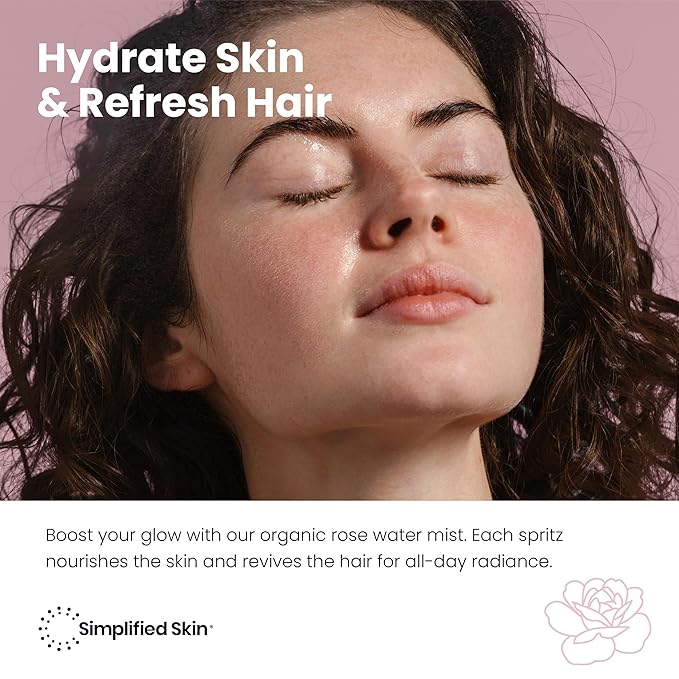 Rose Water Spray for Face & Hair – Pure USDA Organic Rosewater Toner – Refreshing Mist for Skin Care, Makeup & Locs – Natural Rose Scent, 4 Oz (3 Pack)