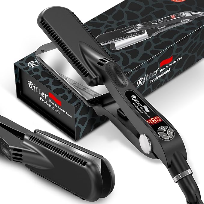 Mirror-Titanium Flat Iron Hair Straightener, 1.75" Wide, Ionic, 260F Up to 480F, 21 Temperature Settings, MCH 85Watt Heaters Keeps Heat with Wet Hair. 110V/220V, Smooth Silky Hair in a Minute. XSZ-10