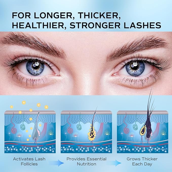 Advanced Lash Serum for Eyelash Growth: LashRay Renewing Eyelash Serum, Peptide-Infused Lash Enhancing Treatment to Grow Longer Thicker Natural Lashes for Women, 0.1 oz