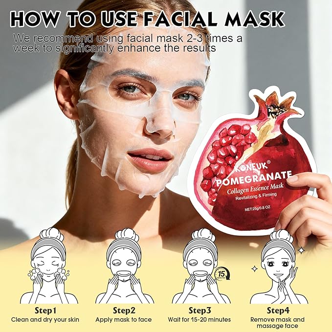 9 Pack Fruit Shaped Face Masks Skincare for Women, Collagen Hydrating Sheet Face Mask for Christmas Gifts, Bulk Facial Masks for Spa Party Gifts and Stocking Stuffers