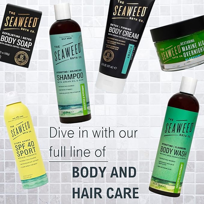 The Seaweed Bath Co. Hydrating In-Shower Body Conditioner, 8 Ounce, Coconut Water Scent, With Natural Bladderwrack Seaweed, Vegan, Paraben Free