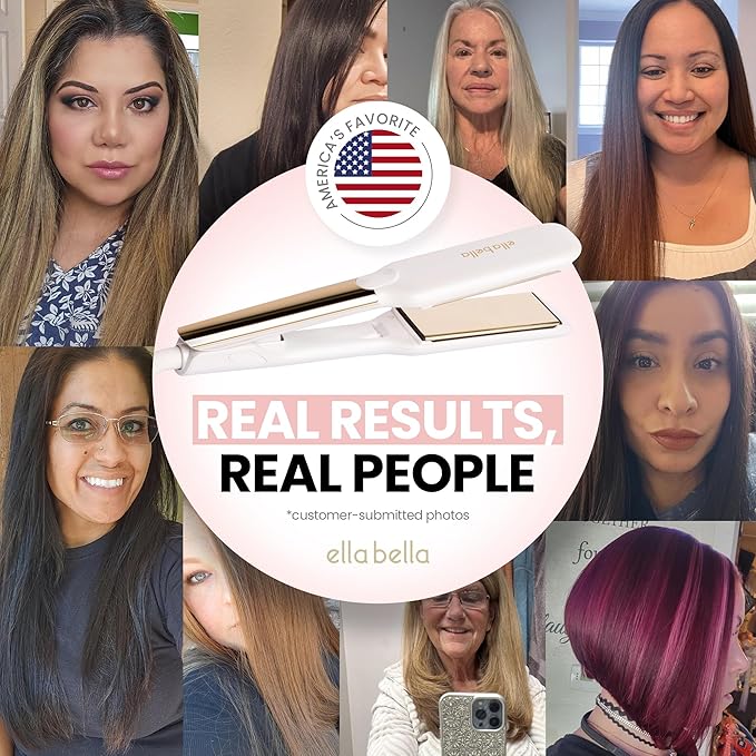 ELLA BELLA® Titanium Flat Iron Hair Straightener (with Infrared) • Professional Straightening Iron • Digital Display to Accurately Control Temperature • As Featured in Good Housekeeping - Gloss White