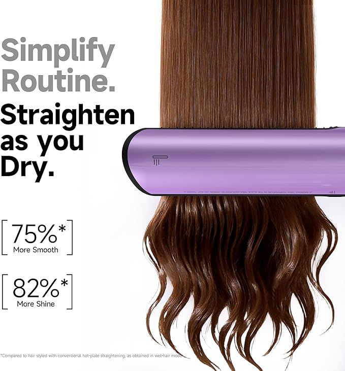 Hair Dryer Air Straightener Non-Movable Clamp Flat Iron No Heated Plates No Damage No Hand-Feeding Automatic Draws Hair Straighteners 2 in 1 Dry & Straight Styling Blower Tool for Women 1A to 2A Hair