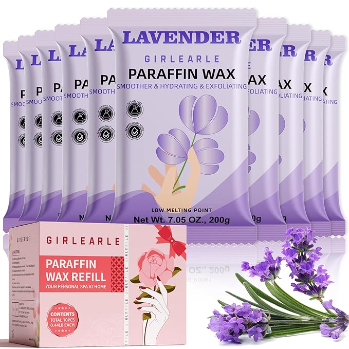 Paraffin Wax Refills 10 Packs for Paraffin Wax Bath Machine - for Dry Cracked Skin on Hands, Feet, Elbows - Moisturizing Hydration to Relieve Stiff Muscles & Joints (Lavender)