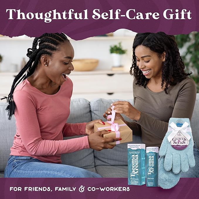 Purple Canyon Aloe Infused Socks and Gloves and Heel Balm Dry Feet Treatment | Blue Socks and Gloves with Vitamin E for Foot Health | Beeswax Essential Oil Balm with Heel Socks for Dry-Cracked Feet