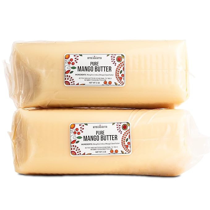 Better Shea Butter Raw Mango Butter Bulk 10 lb - 100% Pure Mango Seed Butter, Hexane-Free, Fresh, Free of Impurities - Use to Make Soap, Mango Body Butter, Mango Body Lotion, Lotion Bar, Lip Balm