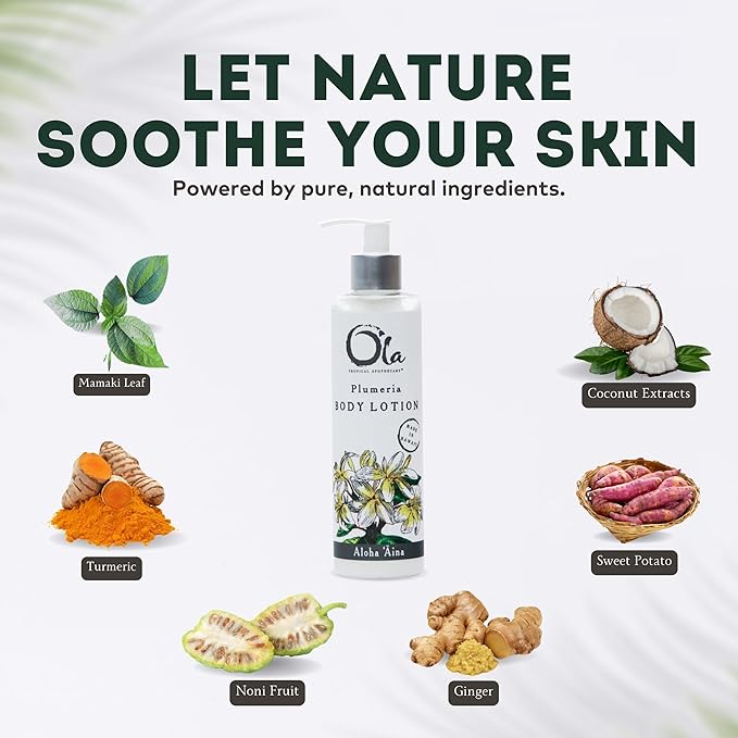 OLA TROPICAL APOTHECARY Plumeria Body Lotion with Pure Tropical Oils and Plant Extracts - 8.45 Fl Oz
