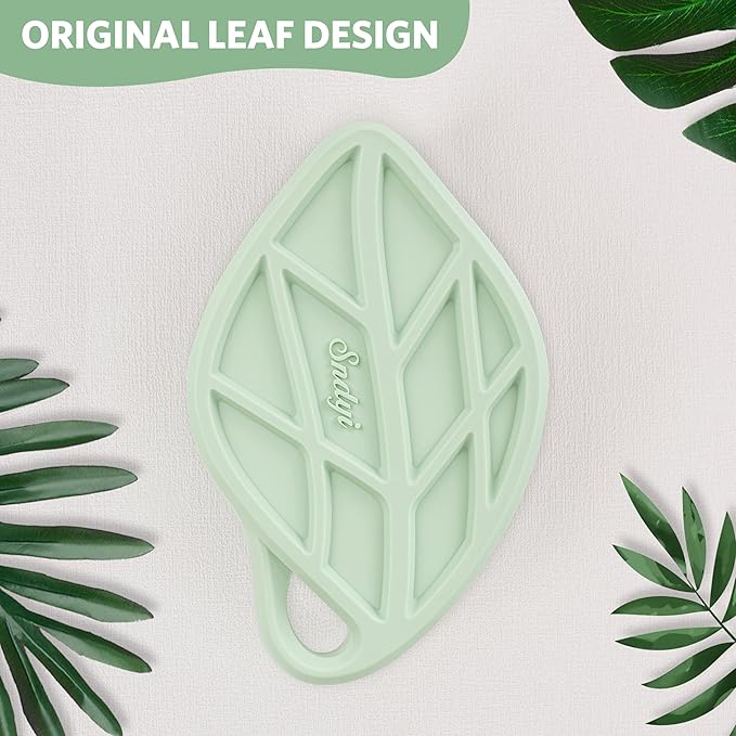 Sndyi Silicone Body Scrubber, Gentle Exfoliating Body Scrubber for Sensitive Skin, Leaf Shaped Shower Scrubber for Body with Lathering Bristles, Silicone Loofah Body Brush for Showering, Green