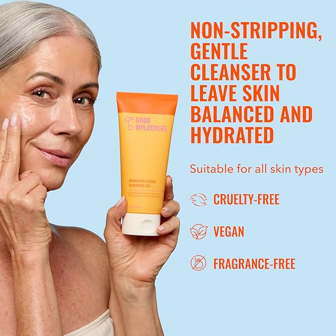 Good Molecules Hydrating Facial Cleansing Gel - Face Wash with Rosewater and Pineapple Extracts to Brighten, Cleanse, and Moisturize - Facial Cleanser, Skin Care