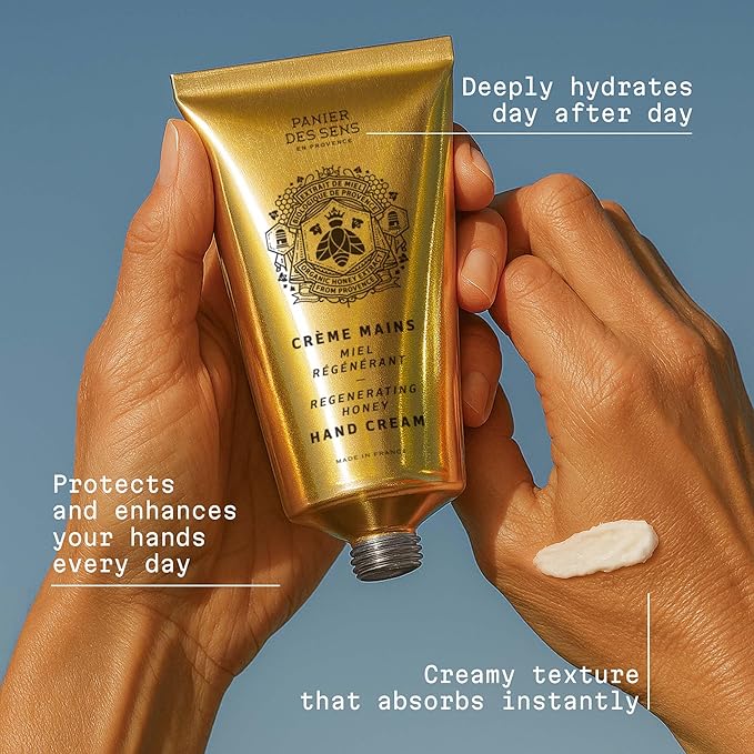 Panier des Sens Honey Hand Cream - Nourishing Shea Butter Hand Cream for Dry Cracked Hands 97% Natural Ingredients - Dermatologically Tested Hand Lotion for Woman Made in France, 2.5 fl oz