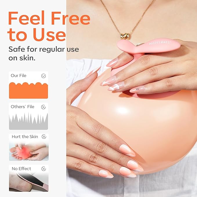 Modelones Glass Foot File, Professional Foot Scrubber and Callus Remover, Heel Scraper for Cracked Heels, Dead Skin Remover, Foot Buffer for Soft Feet, Safe Pedicure Tool with Anti-Slip Handle