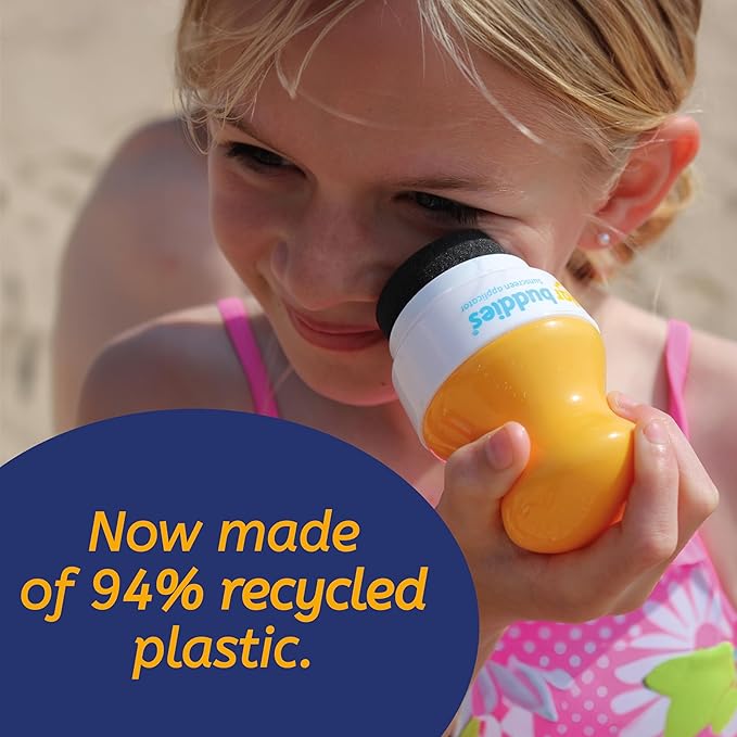 Solar Buddies Sunscreen Applicator - Green Pack of 4 - BPA-Free Refillable Roll on Sponge Sunscreen, Suncream & Lotion Applicator For Kids, Adults & Families - Holds 3.4fl oz, Perfect Size for Travel