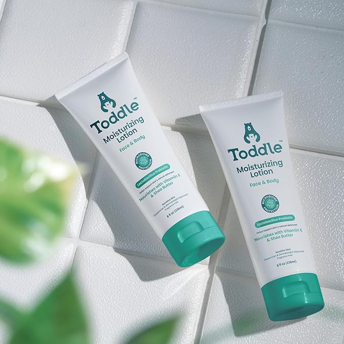 Probiotic Moisturizing Lotion for Face & Body, Eczema & Dry Skin Relief, Fragrance-Free with Vitamin E, Shea Butter for Sensitive Baby & Kids Skin, Pediatrician-Approved, 8oz