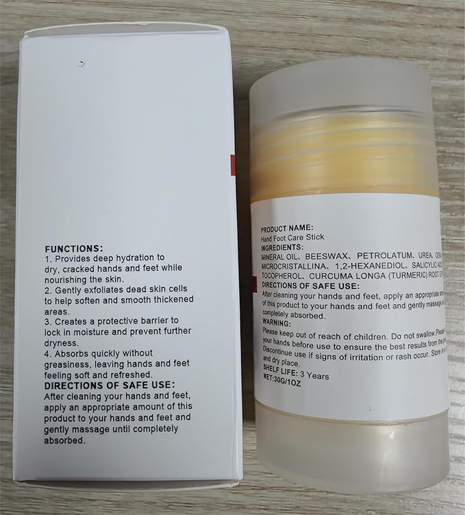 60% Urea Cream with 2% Salicylic Acid Foot Balm, Portable Hand Cream, Foot Cream for Dry Cracked Heels and Feet Hand, Urea Heel Care Stick Callus Remover & Skin Softener, 1oz*2
