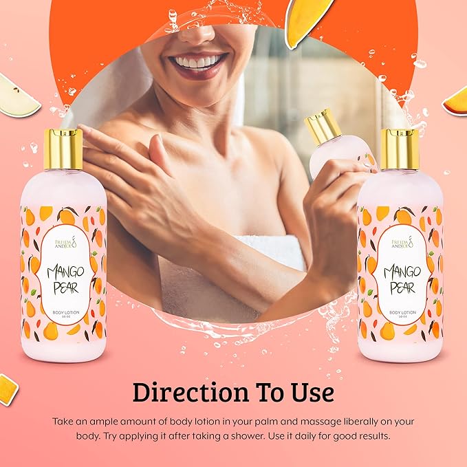 Freida and Joe Scented Body Lotion For Women, Deep Moisturizing Hand Cream, Womens Luxury Stocking Stuffers & Fragrance Gifts That Smell Good, 10oz (Mango Pear)