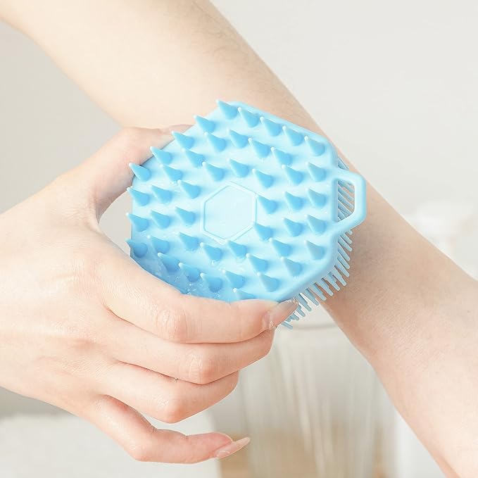 Premium Sensory Brushes for Kids or Autism,Soft Silicone Body Scrubber,2 in 1 Sensory Room Occupational Therapy,Silicone Loofah,Pets Shower Brush Bath Brush Shampoo Brush (3pcs(Hexagon))