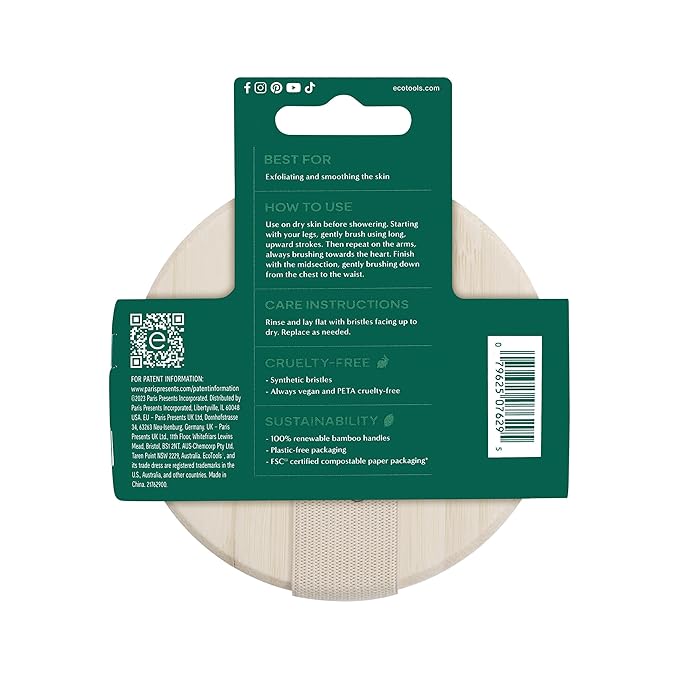 EcoTools Dry Body Brush, for Post Shower & Bath Skincare Routine, Removes Dirt and Promotes Blood Circulation, 1 Count