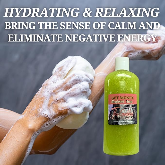 Get Money Shower Gel – 8 oz Handmade Body Wash Charged at Altars for Fast Cash, Prosperity & Abundance – Hoodoo, Wiccan, Conjure, Pagan Ritual Use – Vegan & Sulfate-Free