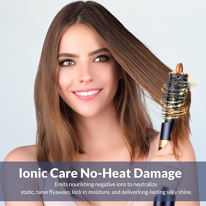 4-in-1 Hot Air Styler & Hair Dryer Brush – 110,000 RPM High-Speed Brushless Ionic Blow Dryer for Fast Drying, Curling, Straightening, Suitable for All Hair Styler - No Heat Damage