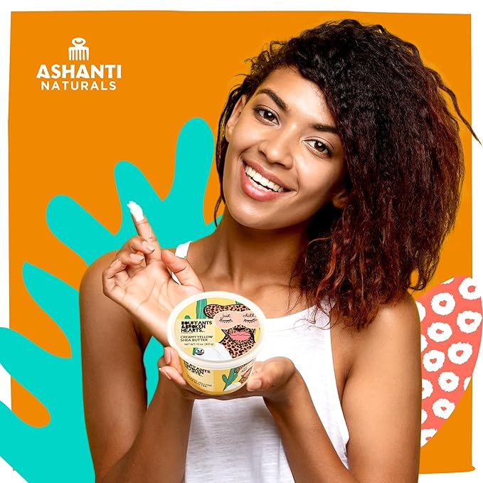 Ashanti Naturals Creamy Yellow Shea Butter Whipped Body Butter | Grade A, 100% Natural African Raw Shea Butter for Skin, Face and Hair (15oz)