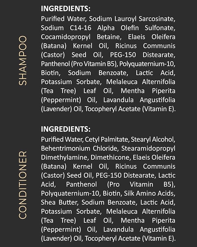 Batana Oil Shampoo and Conditioner Set | 16 fl oz Each | with Biotin & Tea Tree | Moisturizing, Strengthening & Nourishing Formula | Promotes Hair Growth and Thickness