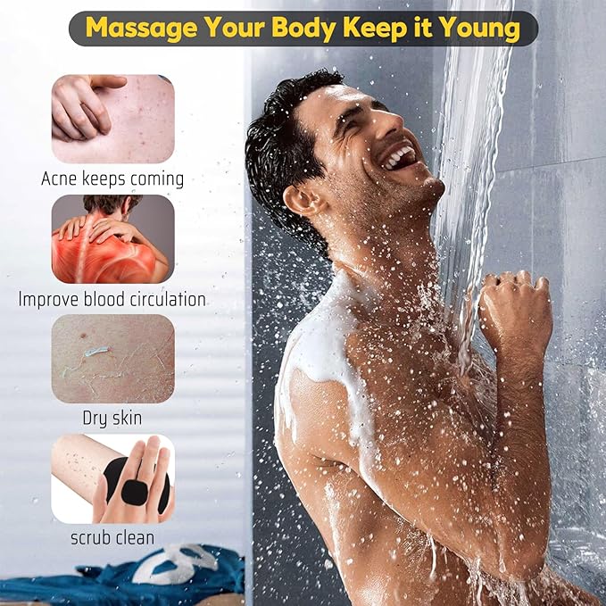 Silicone Body Scrubber, Silicone Loofah New Upgrade Richer Foam and Effective Cleaning, Ergonomic No-Slip Handle, Long-Lasting & Easy to Clean