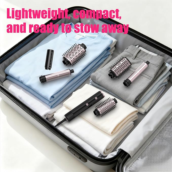 SKIMI 110,000 RPM Brushless Motor Hair Dryer Brush - 5 Muti-Styler for Fast Drying, Curling, Volumizing & Straightening | High-Speed Hot Air Brush for All Hair Types (Black & Pink)