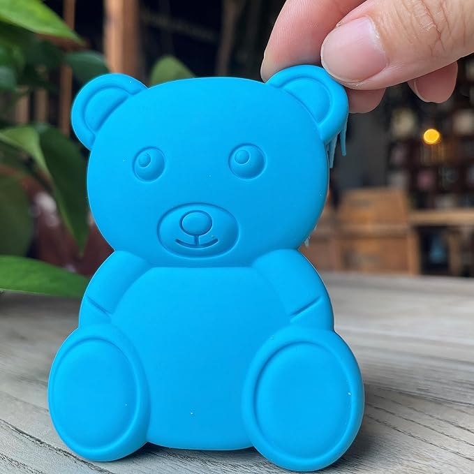 Premium Sensory Brush for Kids or Autism,Soft Silicone Body Scrubber,2 in 1 Sensory Room Occupational Therapy Sensory Brushes,Silicone Loofah,Pet Shower Brush Bath Brush Shampoo Brush(bear-light blue)